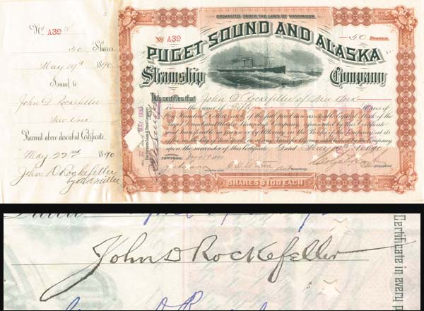 Puget Sound and Alaska Steamship Co. - J. D. Rockefeller